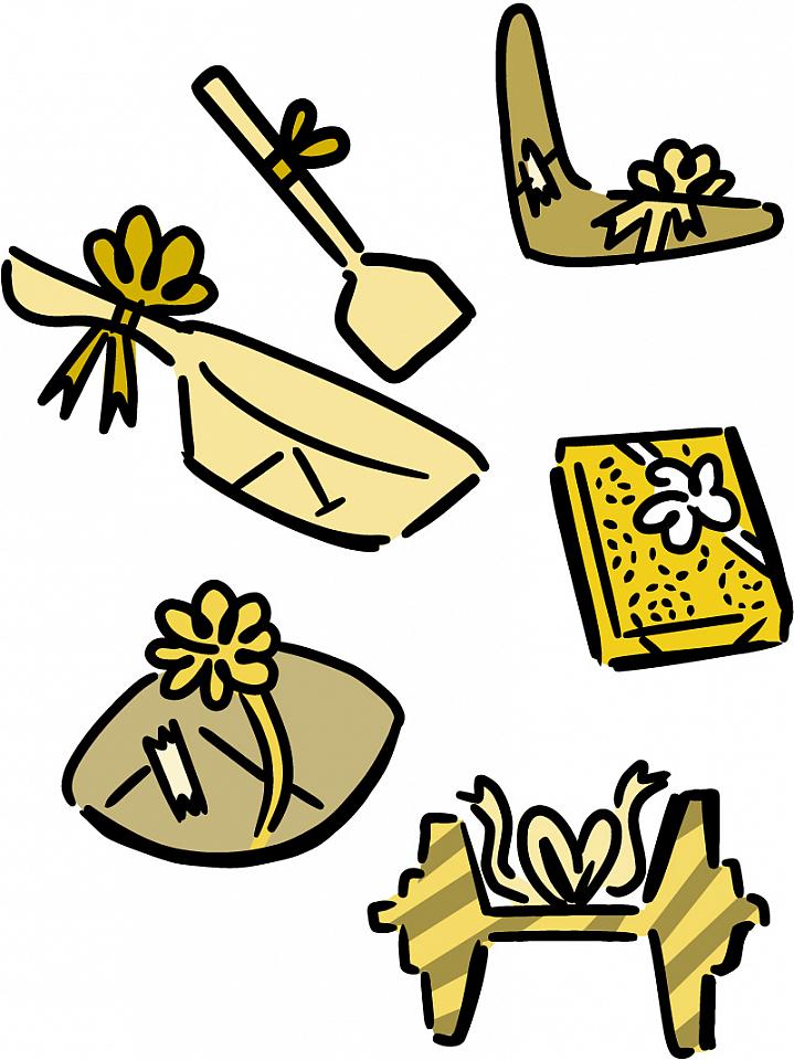 Illustration of wrapped healthy gifts Illustration of wrapped healthy gifts.