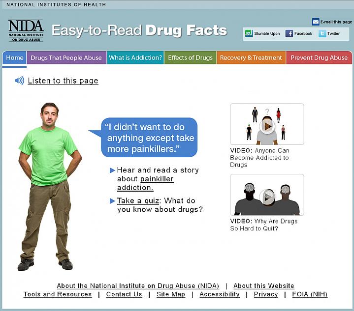 Screen capture of the homepage for Easy-to-Read Drug Facts.