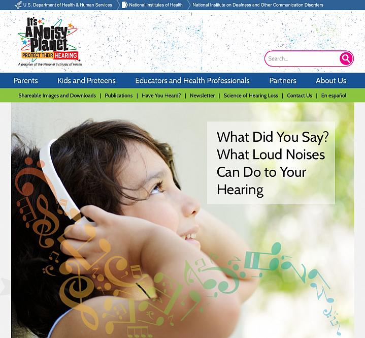 Screen capture of the Noisy Planet homepage.