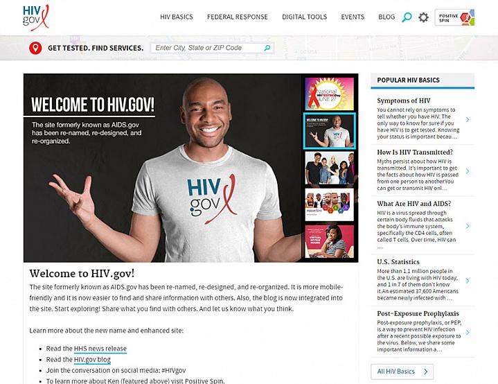 Screen capture of the hiv.gov website Screen capture of the hiv.gov website