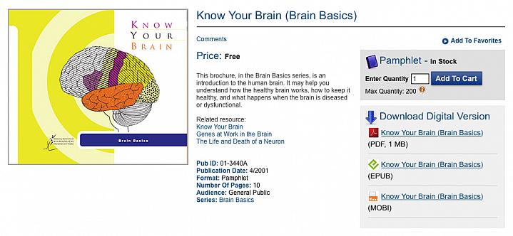 Screen capture of NIH’s Free eBooks on Health catalogue.