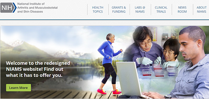 Screenshot of NIAMS website Screenshot of NIAMS website