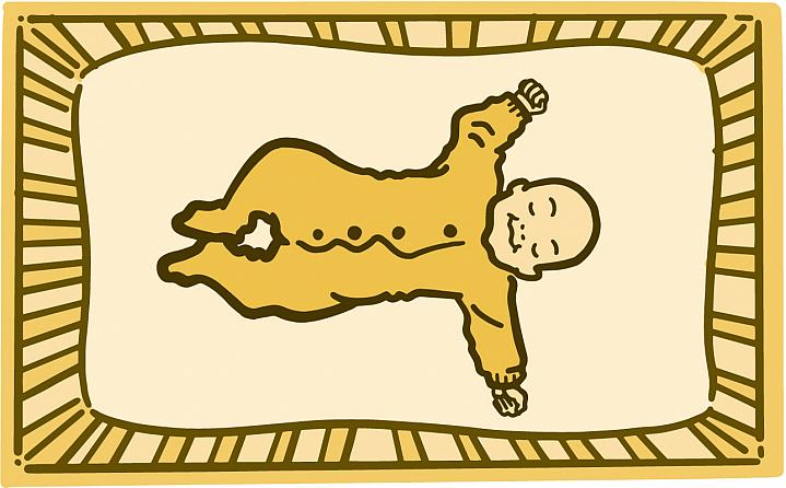 Illustration of a baby sleeping on back in crib Illustration of a baby sleeping on back in crib