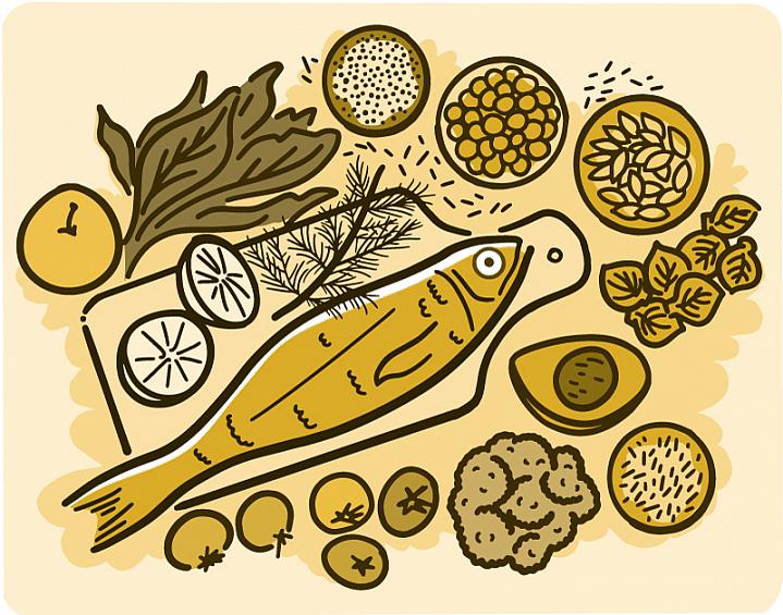 Illustration of healthy foods