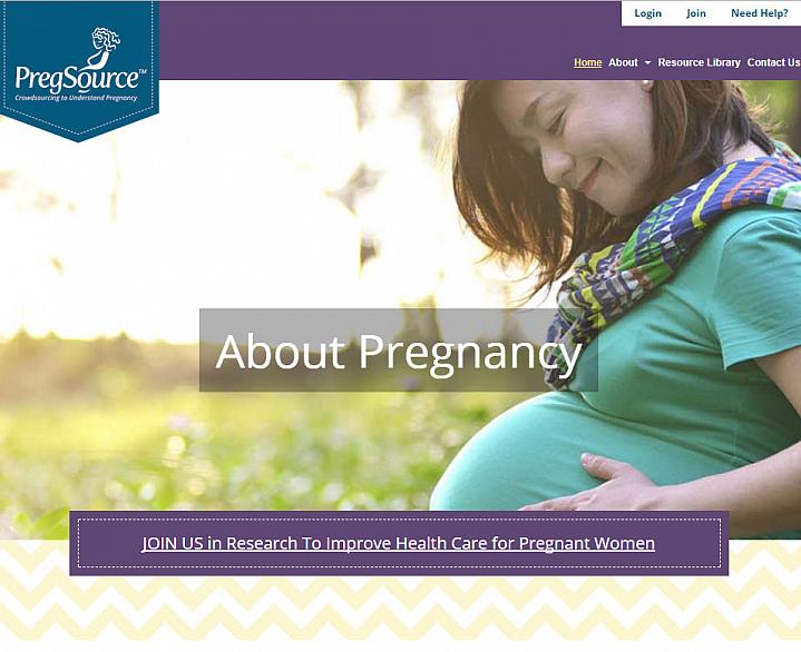 Screenshot of the Pregsource website.