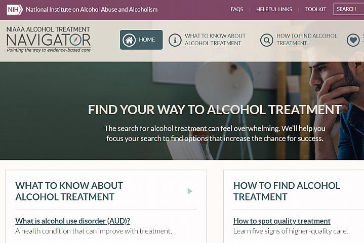 Screenshot of the Alcohol Treatment Navigator website