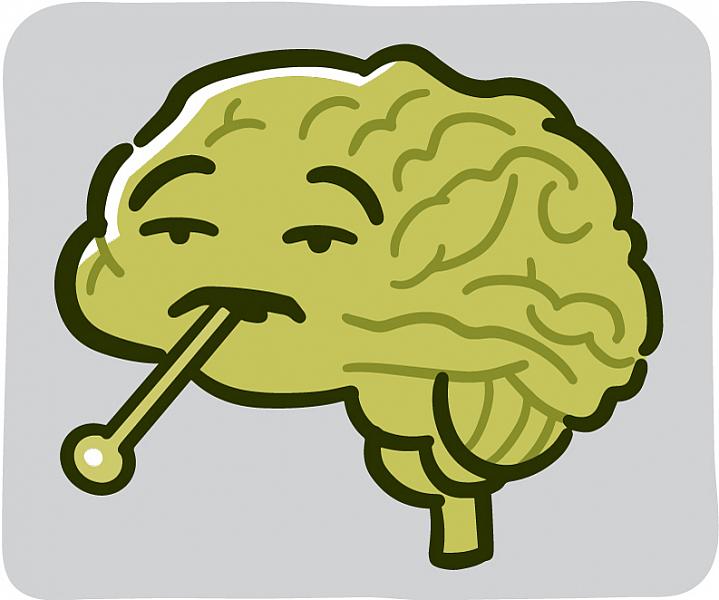 Cartoon brain feeling unwell