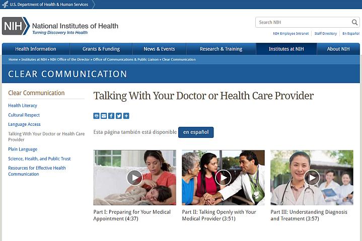 Screenshot of the talking with you doctor website Screenshot of the talking with you doctor website