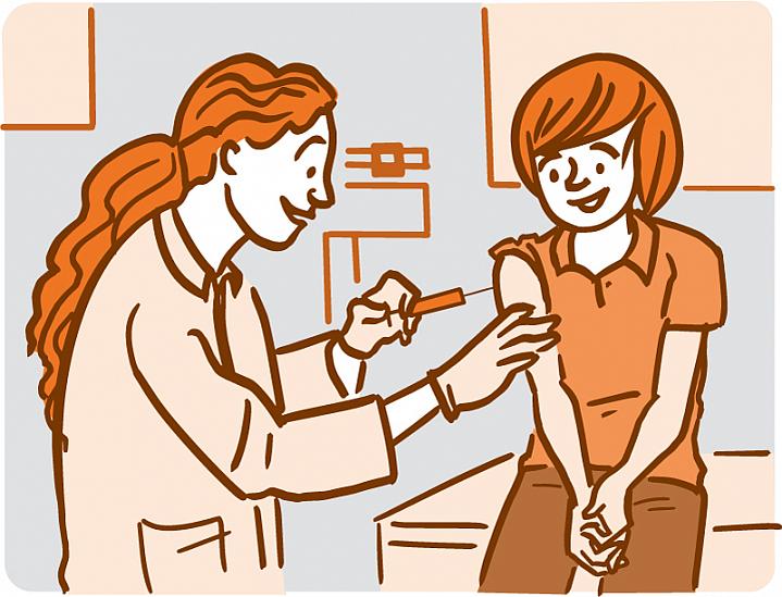 Illustration of a woman getting a vaccination